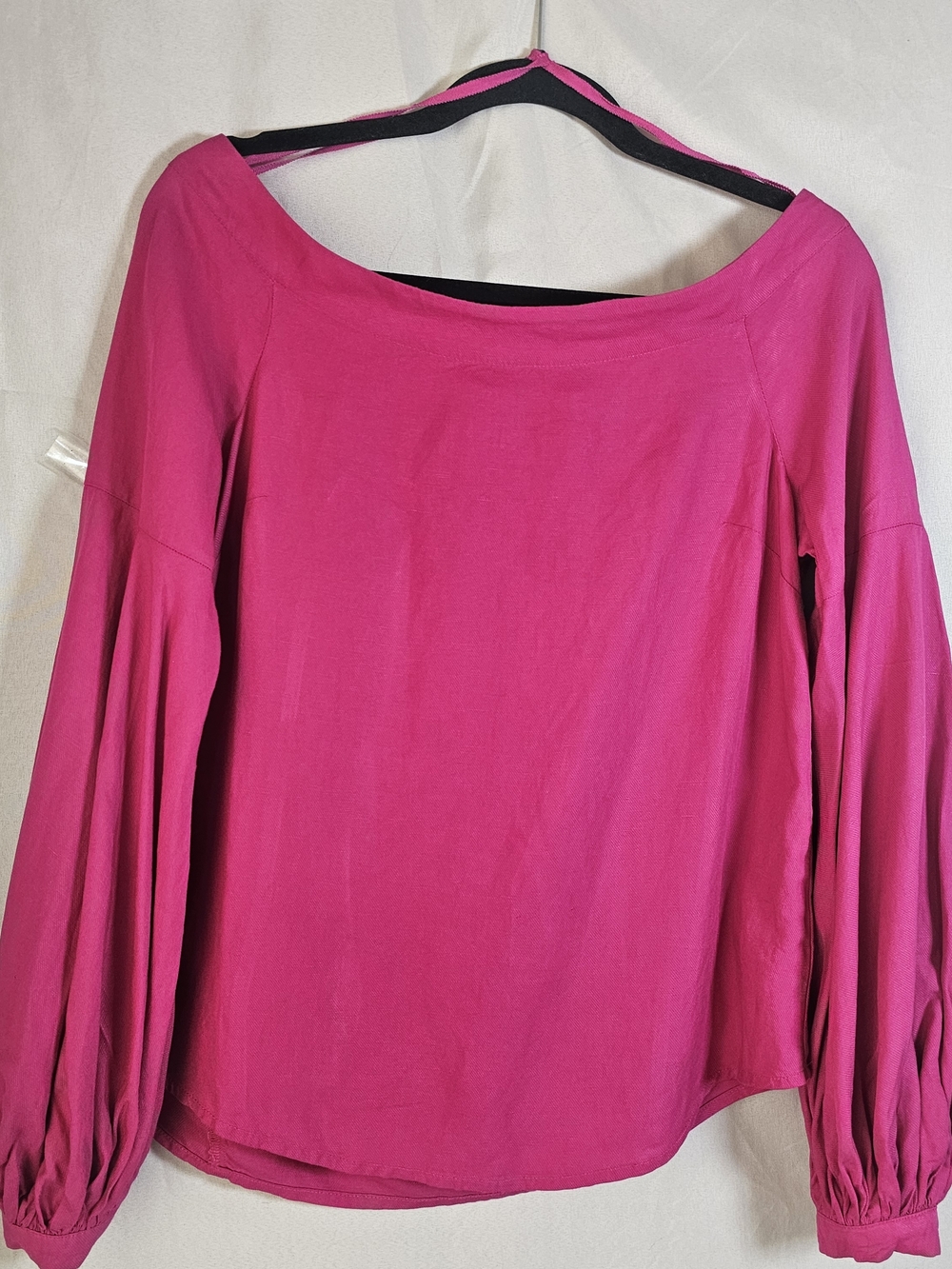 NWT Anthropologie Floreat Balloor Sleeve Peasant Top Size 2 Magenta Linen Blend - Picture 4 of 15